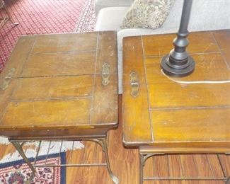 5 Piece Farmhouse Chic Living Room Table Set  (All have HINGED compartments and metal bases)     Coffee Table, Sofa Table and 3 End Tables...VERY NICE!