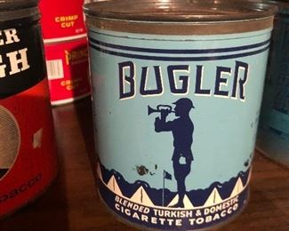 large collection of tobacco tins