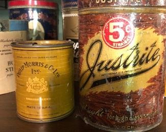 large collection of tobacco tins