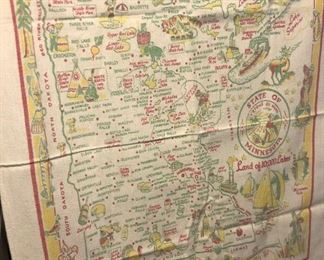 Vintage cactus cloth tablecloth State of MN