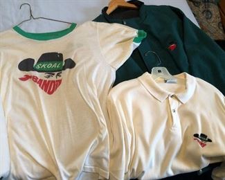 assortment of tobacco related clothing items most vintage in a variety of conditions from worn to new. 