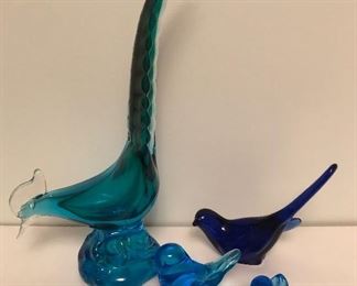 Blue glass pheasant and birds