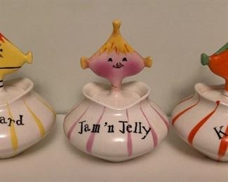 Holt Howard Condiment jars with repairs