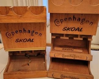 Rare Vintage Copenhagen Skoal Wooden display dispensers