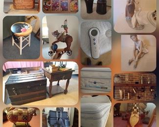 Many copper items are still available. A sleep number c-series Queen size bed. Housewares and holiday items. Various furniture pieces and comic books.