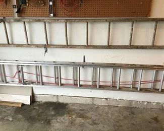 24 Foot Aluminum Extension Ladder and 12 Foot Wood Ladder