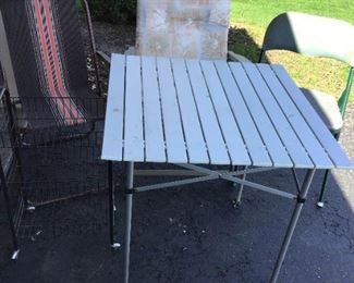 Aluminum Table Miscellaneous Chairs and Basket Cart
