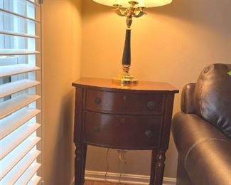 Brass Lamp and End Table