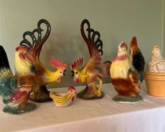 Ceramic Roosters and Hens