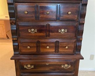 Colonial Inspired 5 Drawer High Boy Dresser