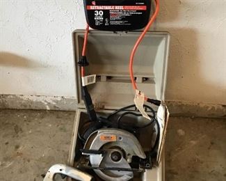 Craftsman 7 Inch Skil Saw Black and Decker Jigsaw and 30 Foot Retractable Reel Extension Cord