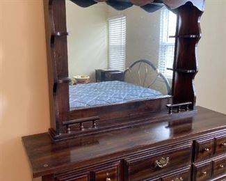 Early American Inspired 8 Drawer Dresser with Mirror
