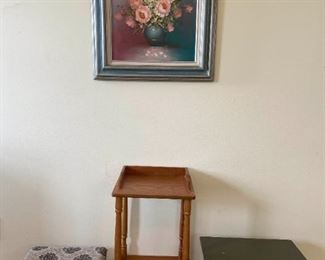 Framed Painting Footstools and Small Table
