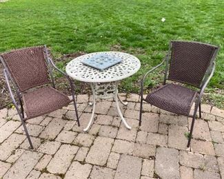 Metal Table 2 Chairs and Tic Tac Toe