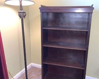 Older Bookshelf and Floor Lamp