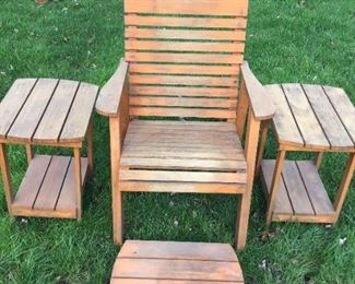 Solid Wood Chair Foot Stool And 2 Side Tables