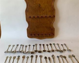 Souvenir Spoon Collection and Display Cabinet
