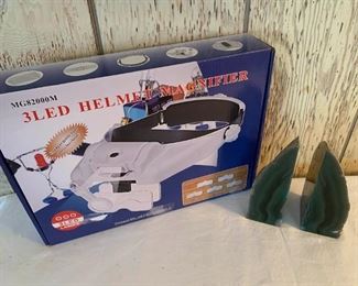Three LED Helmet Magnifier And Geode Bookends