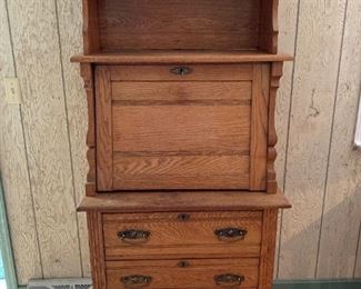 Vintage Oak Secretary Desk