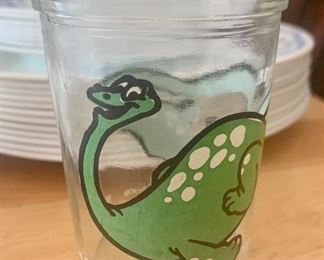Welch's Brontosaurus Green Dinosaur 1988 Jelly Jar Glass, Vintage, Retro