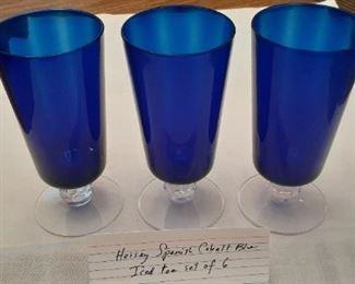 Heisey . Cobalt  selections  include / 6  ice- tea /  8 champagne/ dessert plates