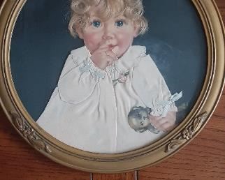 Antique Portrait. ( real hair/ baby dress)