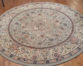 Wool/ silk  area rug  aprox 72" soft greens / beiges