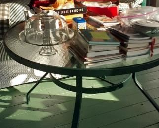 cook & gardener books. There is an OVAL umbrella outdoor table is available  / round not for sale