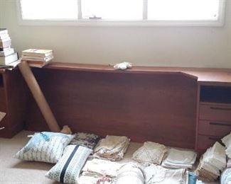 TEAK Headboard with attached nightstands.