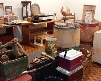 view of antique decor and small furniture. 
some items are re-located thru the home.