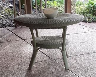 Vintage wicker pale green dining table (size not known)