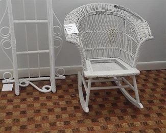 Vintage wicker (child size rocker) . shelf SOLD