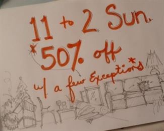 11 til 2  50% off Most / a few exceptions