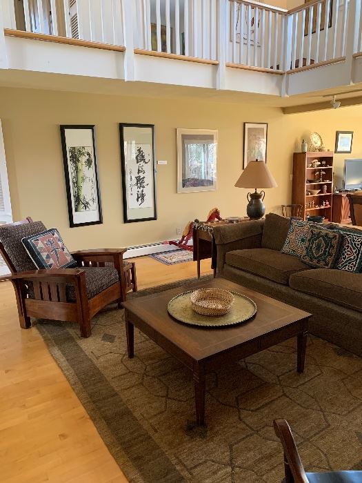 Living Room 
Stickley Mission chair & ottoman, coffee table, Stickley sofa, Stickley wool area rug