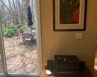 Living Room 
Artwork by Sylvia Settel, stereo equipment, coffee table/stand