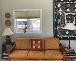 Family Room 
Mission style sofa, end tables, floor lamp, southwest area rug 