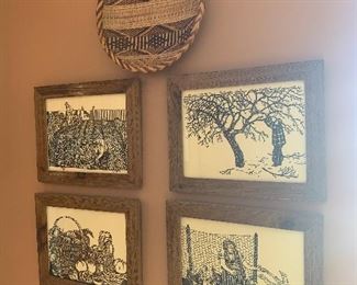 Dining Room 
Unsigned wood cuts/