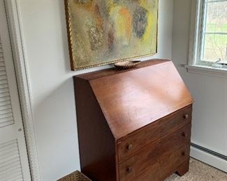 Bedroom Two
Early drop front desk, Painting by Sylvia Settel 