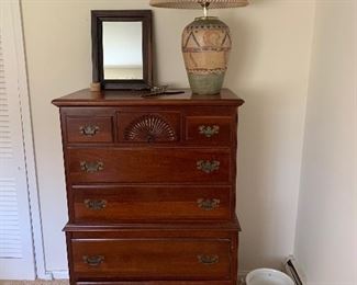 Bedroom Four 
Tall Cherry dresser by Kling
Southwest lamp