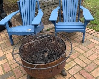 Outside 
Adirondack chairs & fire pit