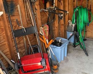 Garage 
Garden misc, Works weed whacker, mini snowblower, 