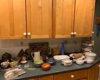 Kitchen 
Corning ware, Denby pieces, Water Cooler