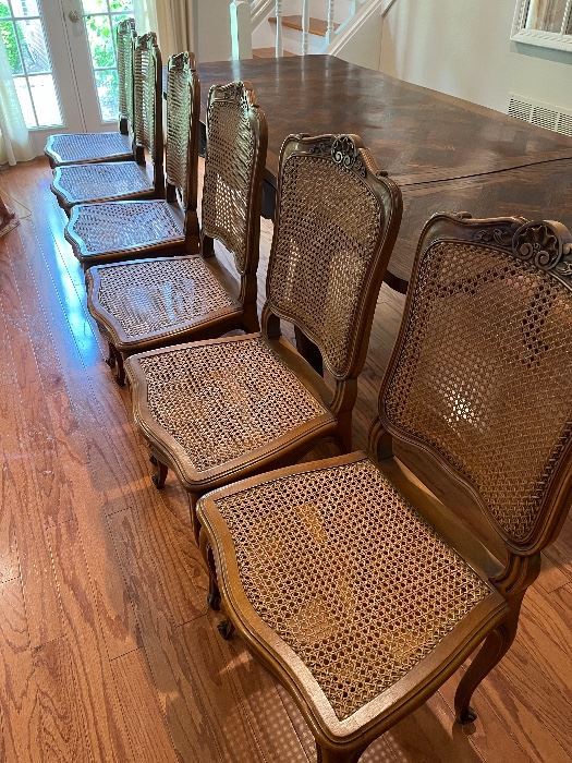 19th Century Antique French Draw Leaf Table and Six Chairs 