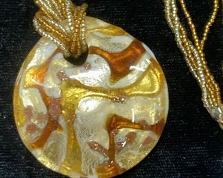 MURANO Glass Pendant Necklace, 14k clasp, NIB
