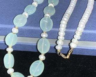 ZOE B Pearl & Natural Stone Necklace, 14k Box
