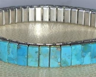 Turquoise over Metal Stretch Bracelet
