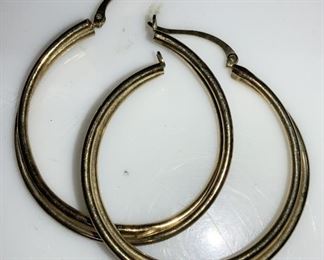 PBD Signed 14K vintage Gold Hoop Earrings
