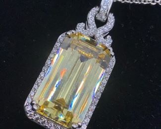 RL Signd Sterling Chain w Yellow & Pave CZ Pendant
