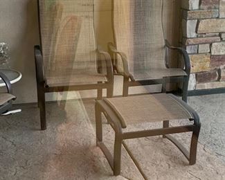  Tropitone - Sling High Back Chairs and Matching Foot Stool