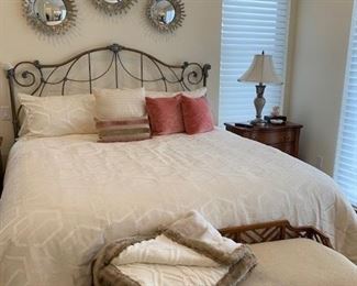 Charming bench, matching Bedside Chests, King Bedding.       Bed(NFS)